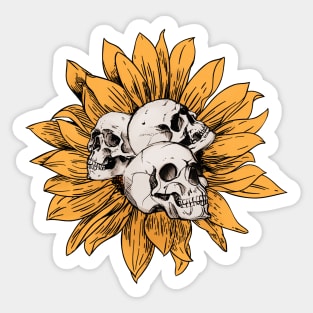 Skulls on Sunflower Sticker